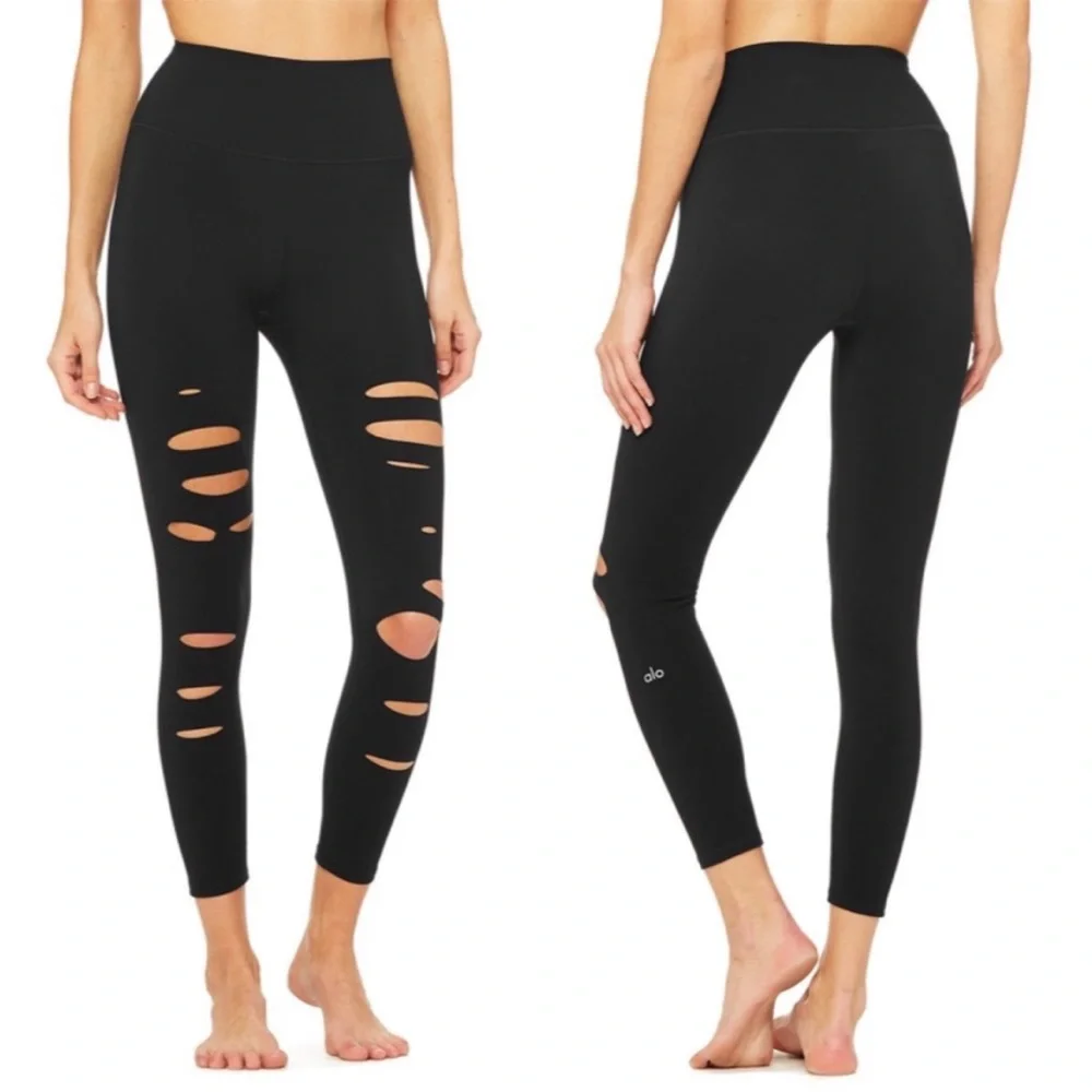 Alo Yoga 7/8 HIGH-WAIST RIPPED WARRIOR LEGGING